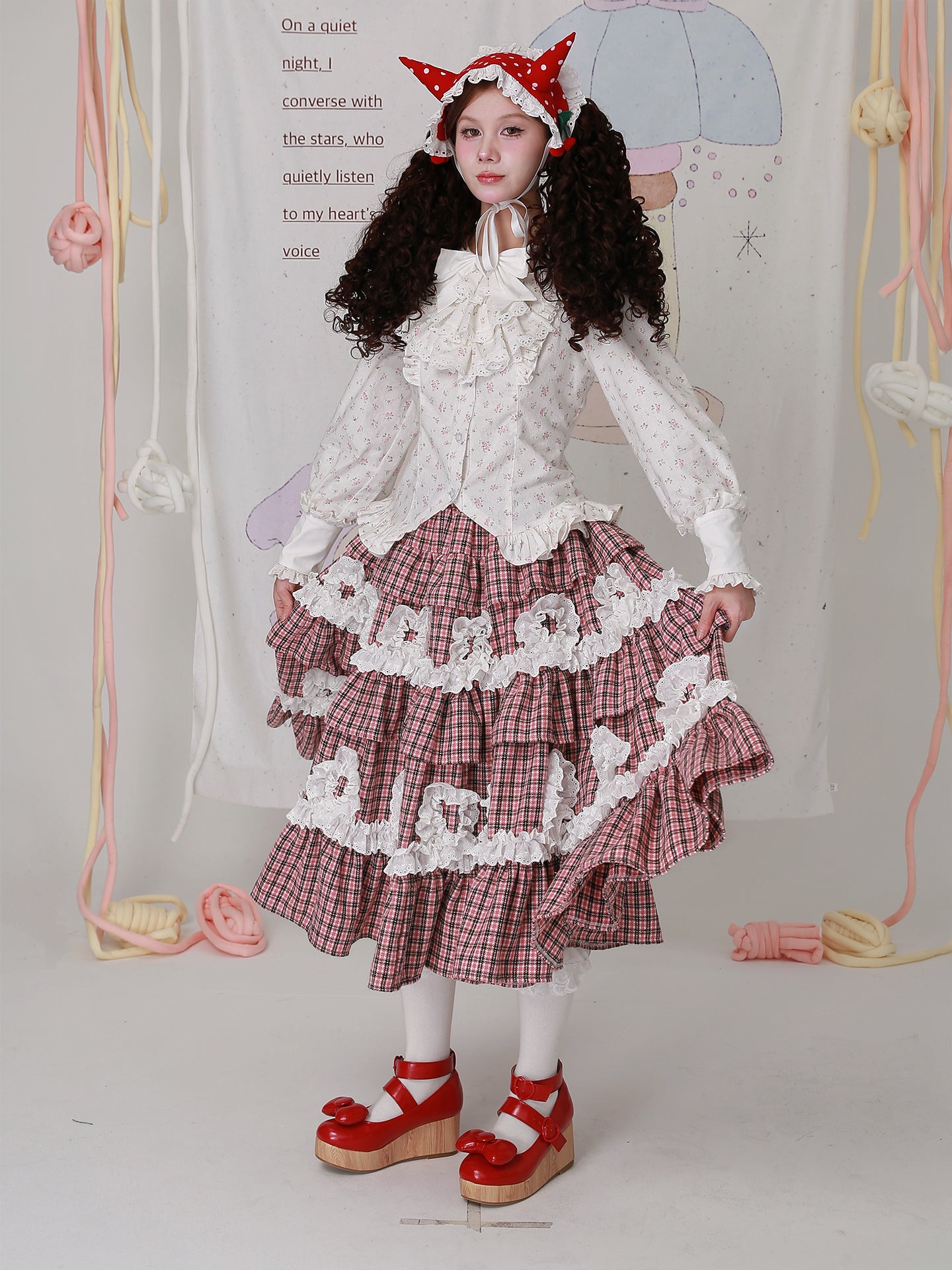 SOS MEME CLUB - Kawaii Blouse White Floral Lolita Shirt blouse SOS MEME CLUB