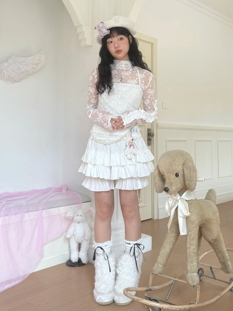 Daytoday Everyday Institute Harajuku Top Bow Embroidery Base Shirt Long Sleeve shirt daytoday everyday institute