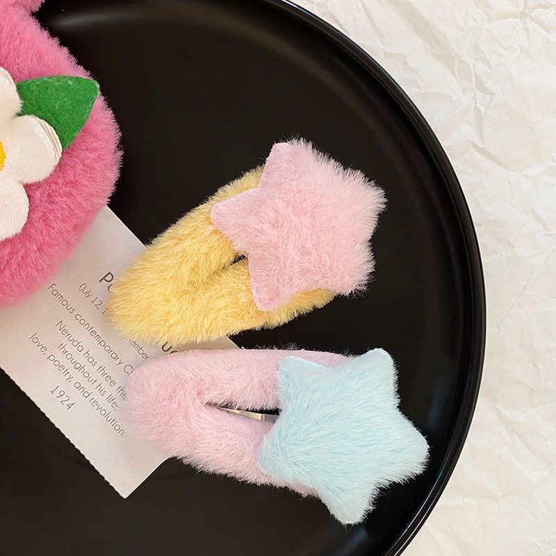 Cozy Star Fluffy Five-Point Hair Clips hair clip candy