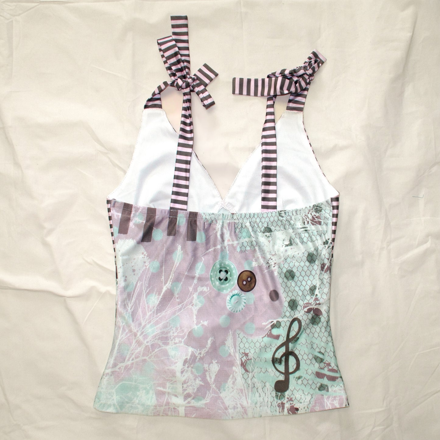 YJM with biubiu - Taro Cream Striped Tie-Up Vest Top camisole YJM with biubiu