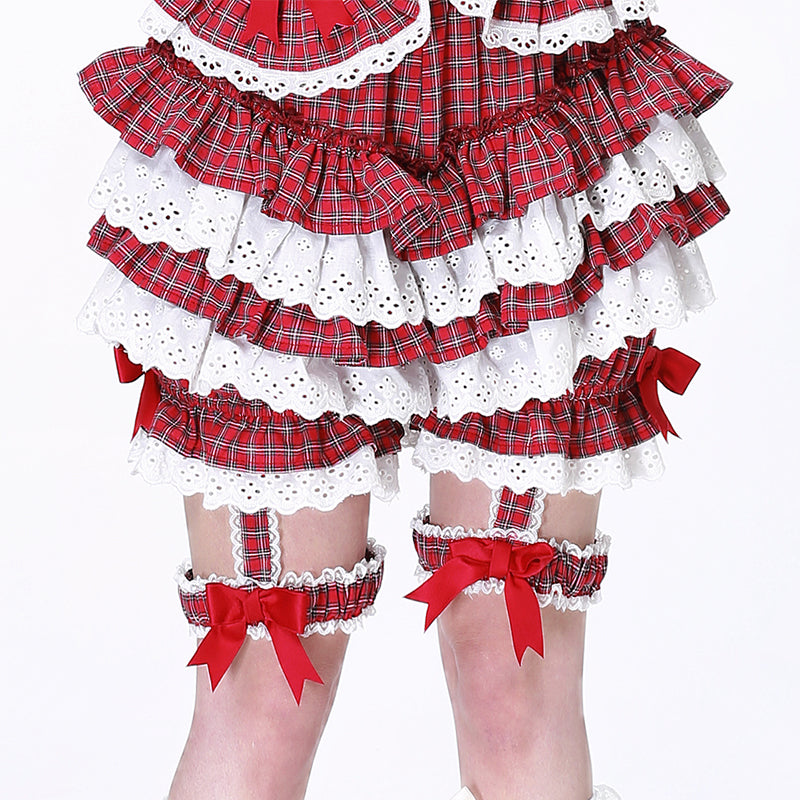 SOS MEME CLUB - Showa Red Plaid Pumpkin Shorts shorts SOS MEME CLUB