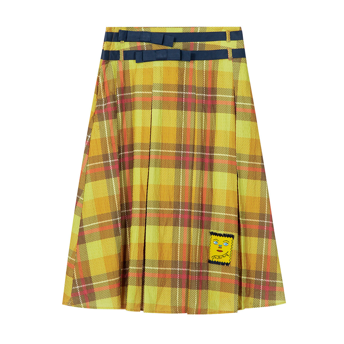 Tntntutu - Decora Kei Yellow Plaid Pleated Skirt skirt tntntutu