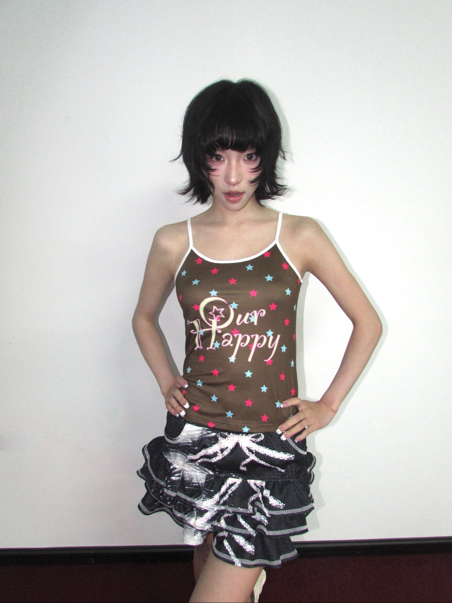 OurHappy Bow-Tie Layered Skirt | Ruffle Mini Skirt – Cute Tiered Girlcore Style skirt Our Happy