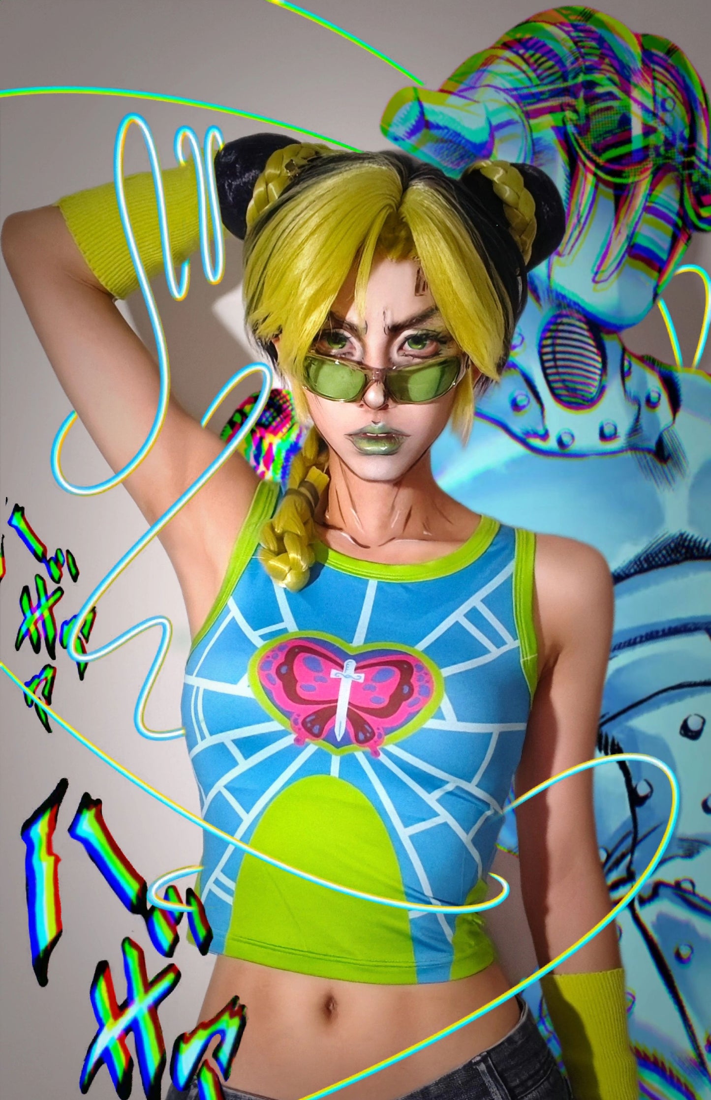 MeowMeow Bug - Kawaii Slim Fit Jolyne Cujoh Tank Top JoJo Style camisole MeowMeow Bug