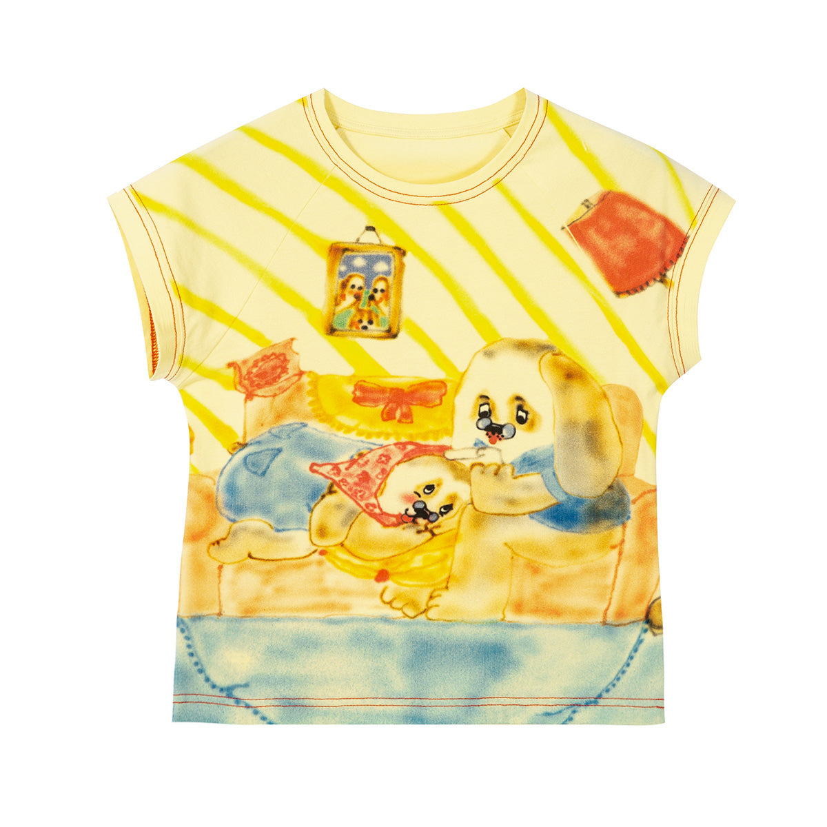 Tntntutu - Decora Kei Yellow Dog Home T-Shirt tshirt tntntutu