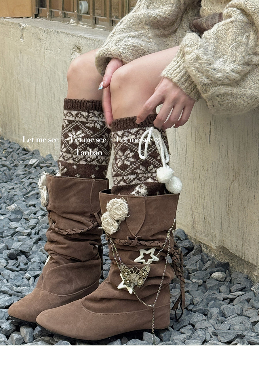 LET ME SEE - Snowflake Knit Wool-Look Christmas Leg Warmers leg warmmers let me see