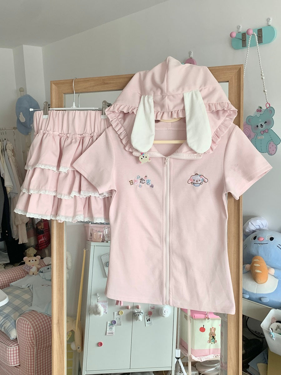 Blurred Bear Kawaii - Bunny Tee & Ballet Skirt Set set Blurred Bear