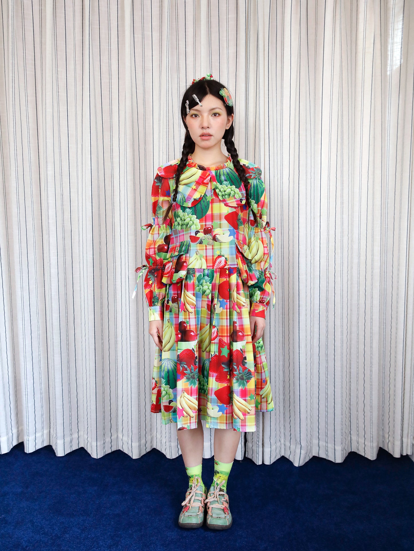 FRUITS - Kawaii Fruit Print Doll Collar Long Sleeve Dress dress Fruits