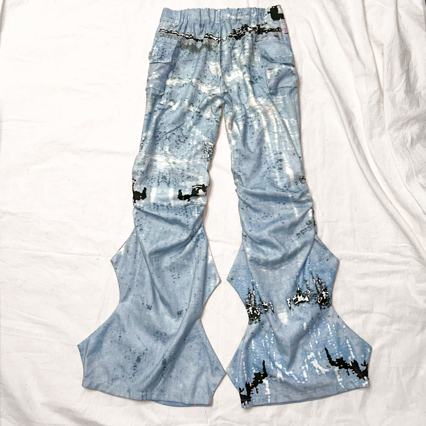 YJM with biubiu Graffiti Ruched Pants | Low-Waist Thin Long Pants pants YJM with biubiu