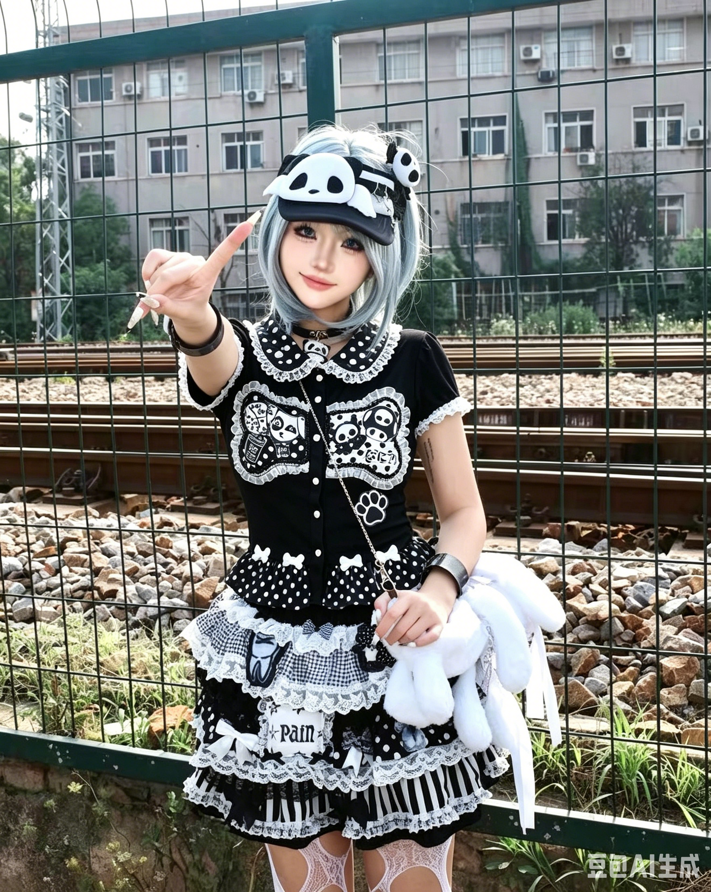 RedDevil - Bone Polka Dot Doll Collar T-Shirt blouse Red Devil