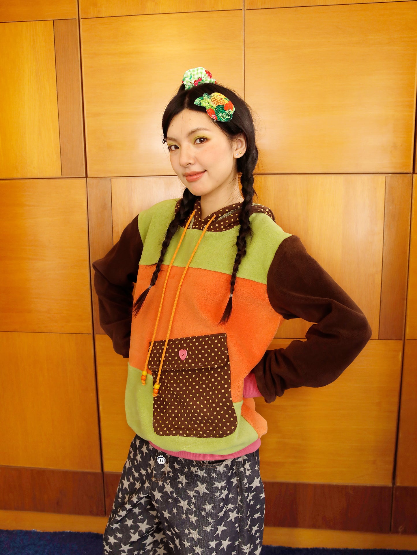 FRUITS - Kawaii Polka Dot Patch Fleece Hoodie hoodie Fruits
