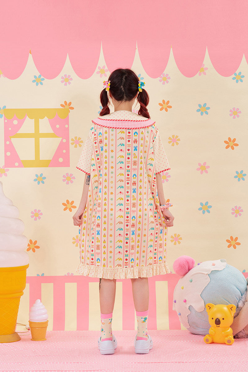 NIKKOU - Animal Print Lace Shirt Dress dress Nikkou home