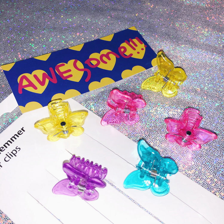 StrangeLab Transparent Clip | Candy Color Butterfly Claw Clip | Thick Mini Hair Clips hair clip strangelab