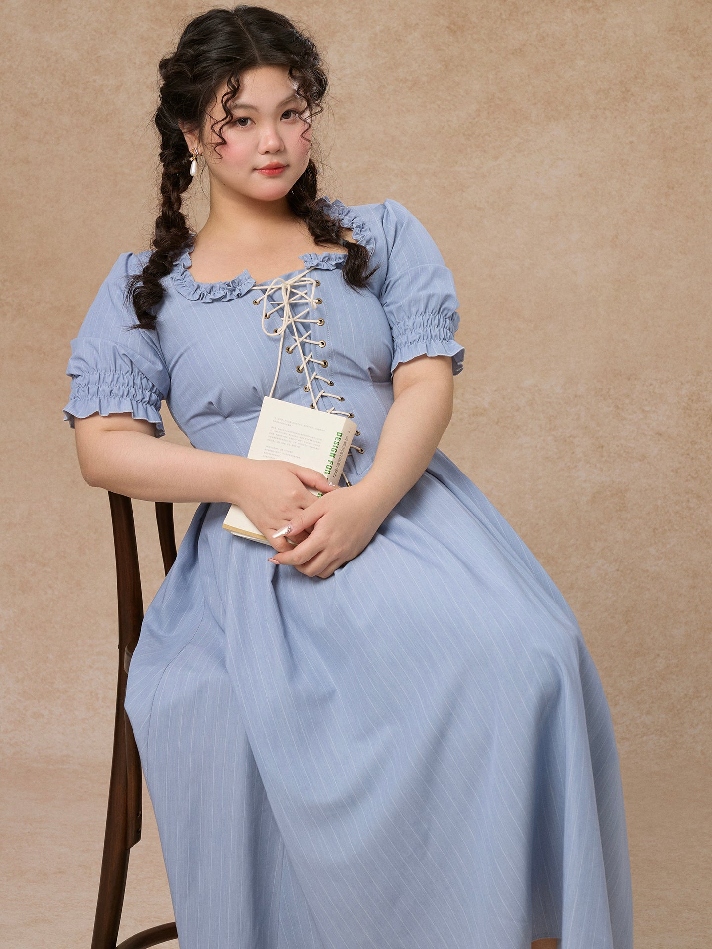 LaceMade - French Style Striped Short Sleeve Dress Plus Size dress LaceMade