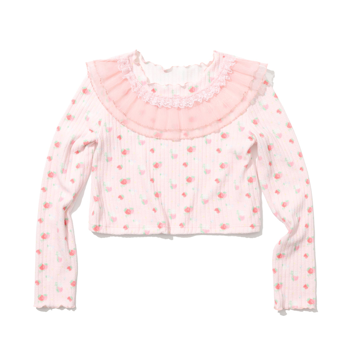 shishihshop Strawberry Shirt | Kawaii Print Long Sleeve Top shirt shishihshop