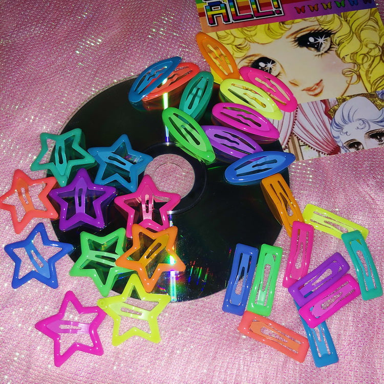 StrangeLab Retro Hair Clips | Baddie Glow-in-the-Dark Hair Clips | 10-Color Set Resin BB Clips hair clip strangelab