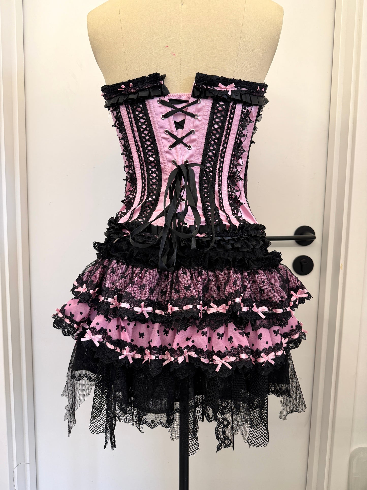 RedDevil - Black Pink Lace Corset Top tank top Red Devil