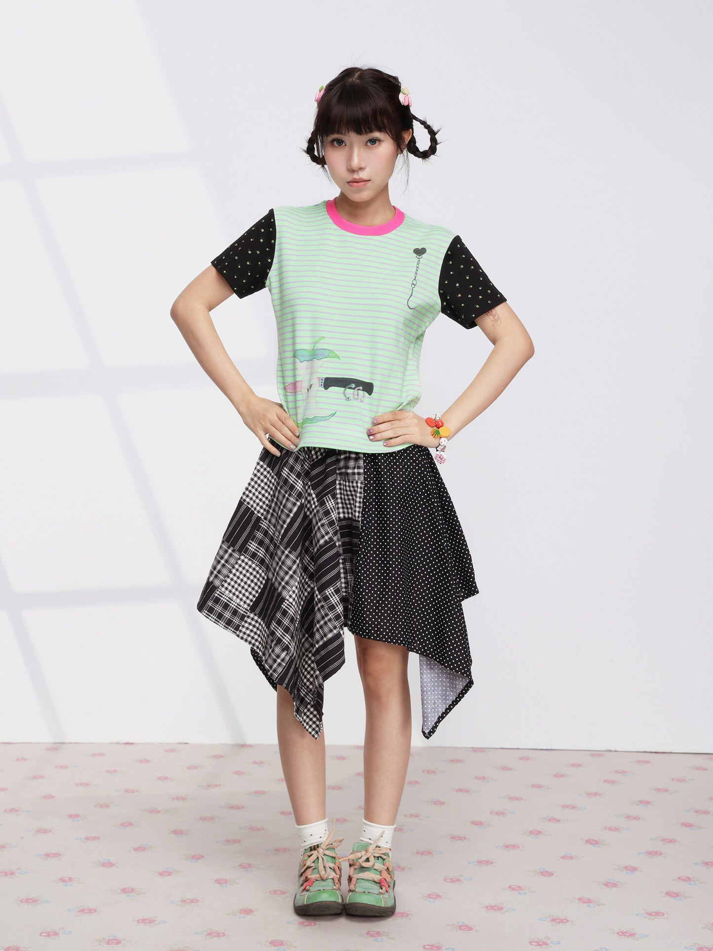 FRUITS - Apple Stripe Contrast Tee tshirt Fruits