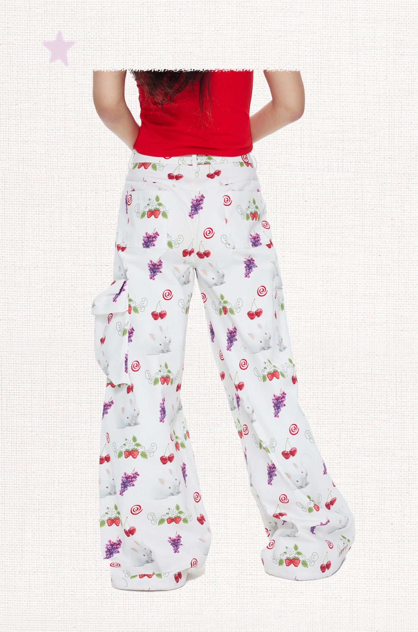 MOF Gift - Bunny Cherry Grape Cargo Pants pants MOF Gift
