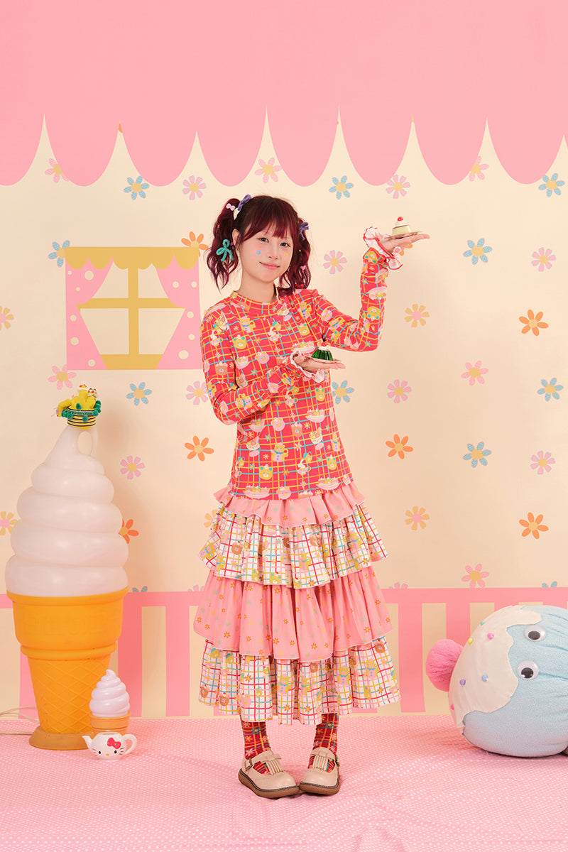 NIKKOU - Kawaii Knitted Base Layer Top with Lace Cuffs shirt Nikkou home