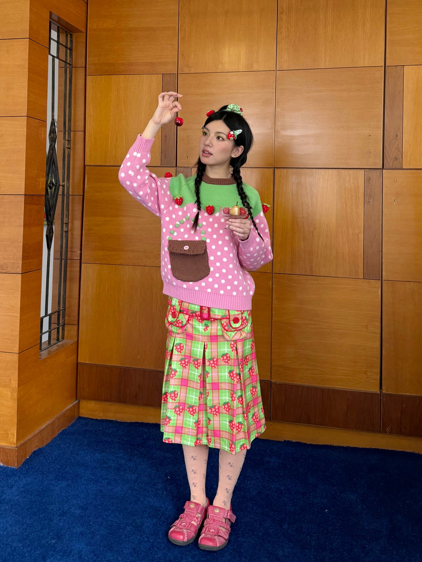 FRUITS - Kawaii Fruit Star Strawberry Print Skirt skirt Fruits