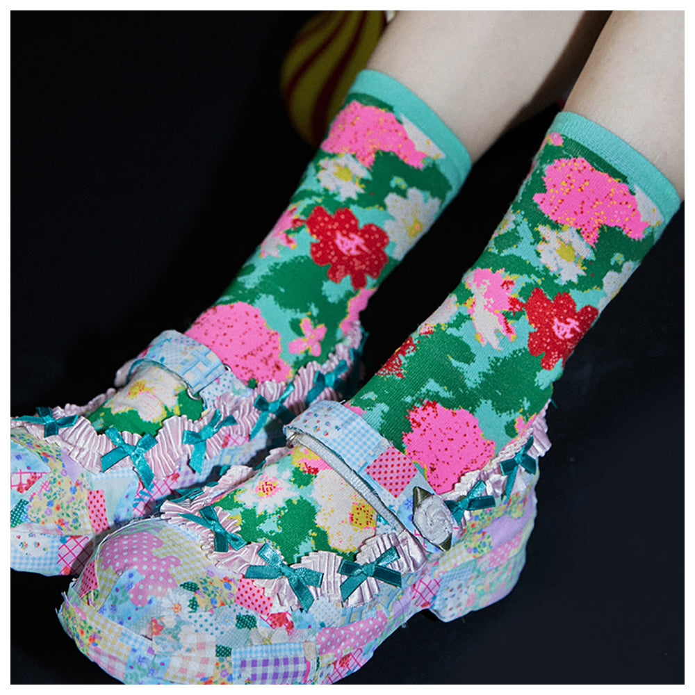 tntntutu Floral Cotton Socks Set | Colorful Mid-Calf Socks for Women | 2 Pairs sock tntntutu