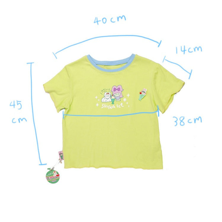 shishihshop Ice Cream T-Shirt | Soda Colorblock Tee | Harajuku Y2K Cotton T-Shirt shirt shishihshop