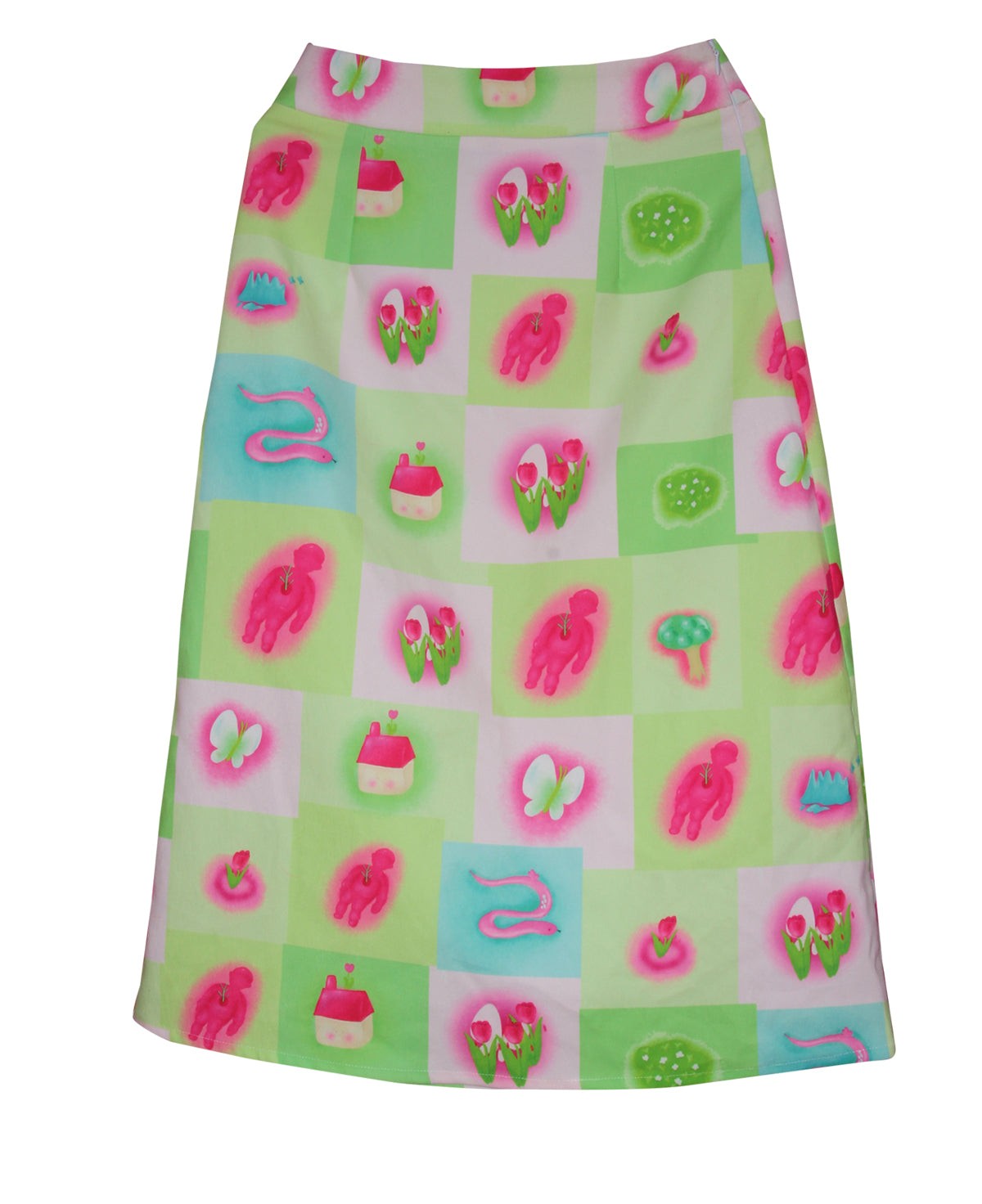 Harajuku Skirt Green A-line Skirt Hand-painted Skirt Midi Skirt skirt Moon Meadow