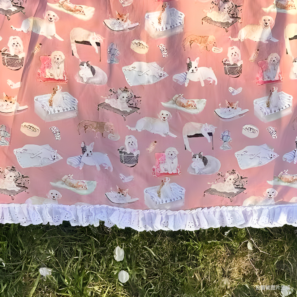 Romantic Rimande Café - Cat Print A-Line Mini Skirt