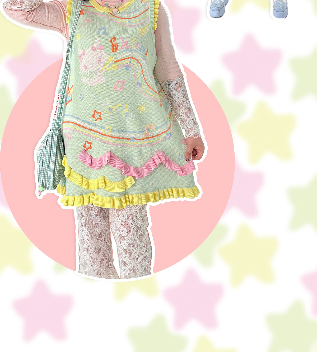 shishihshop – Kawaii Double-Sided Heart Knit Dress dress shishihshop