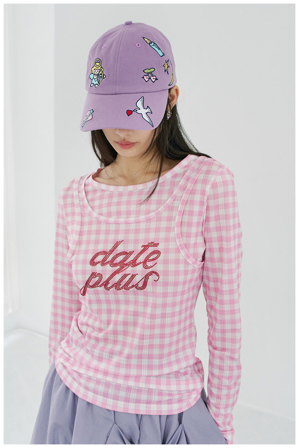 Harajuku Hat White Purple Hat Angel Pattern Hat Leisure Baseball Hat hat tntntutu