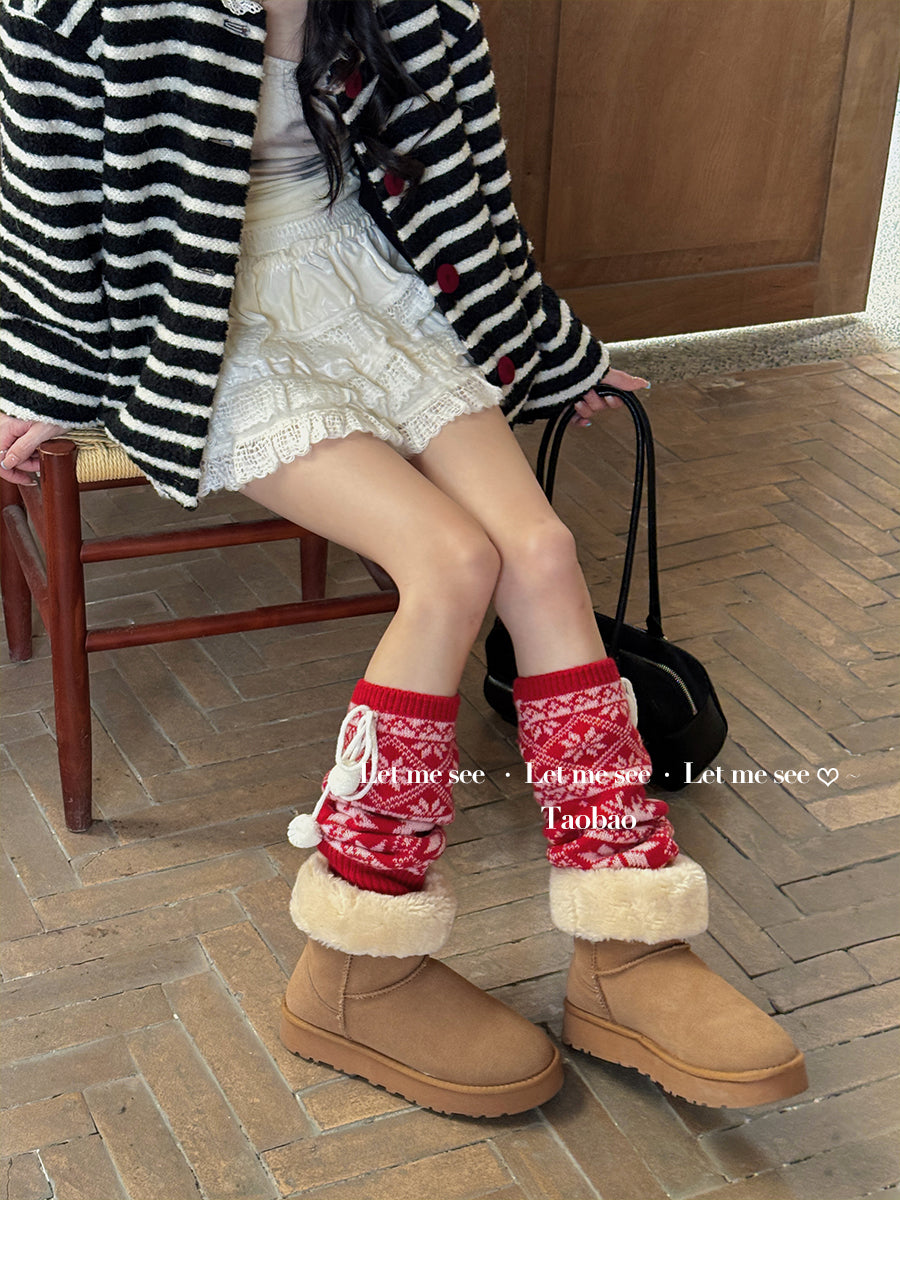 LET ME SEE - Snowflake Knit Wool-Look Christmas Leg Warmers leg warmmers let me see