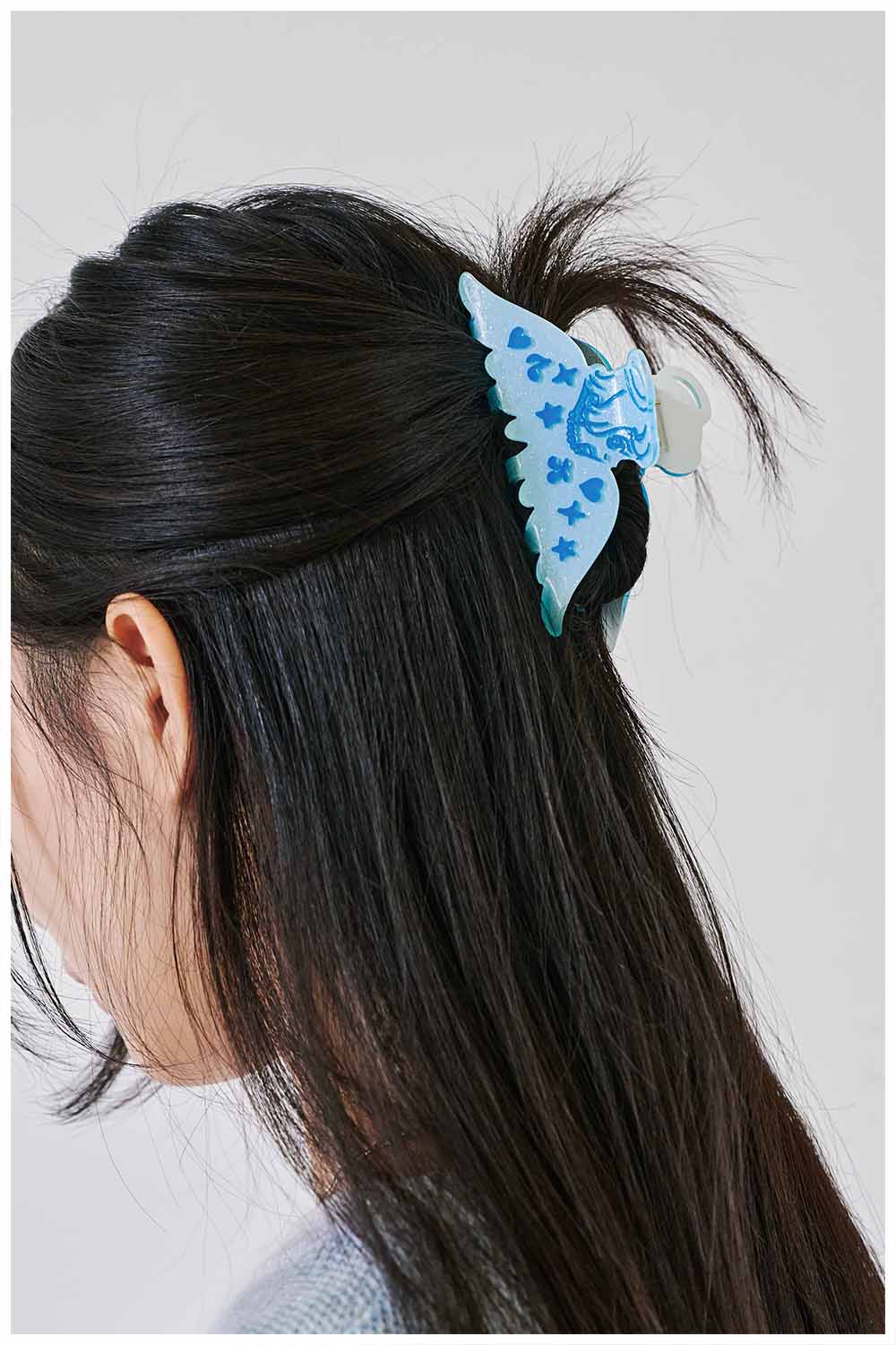 tntntutu Pink & Blue Clip | Angel Glitter Hair Claw | Acrylic 2-Tone Clip hair clip tntntutu