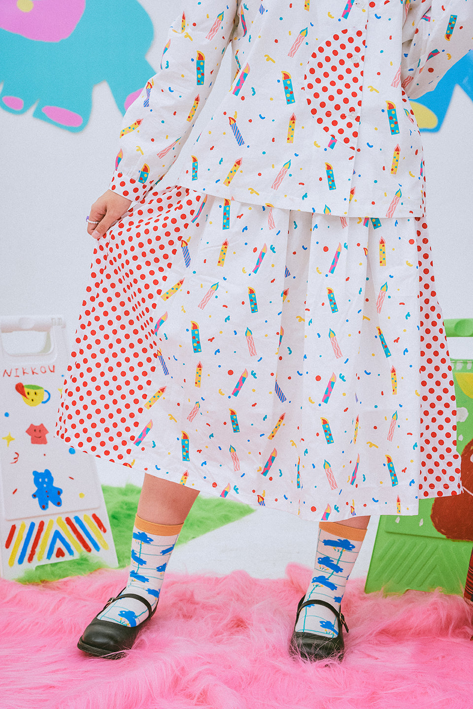 NIKKOU Home Skirt Birthday Candle Skirt Cute Harajuku Skirt skirt Nikkou home