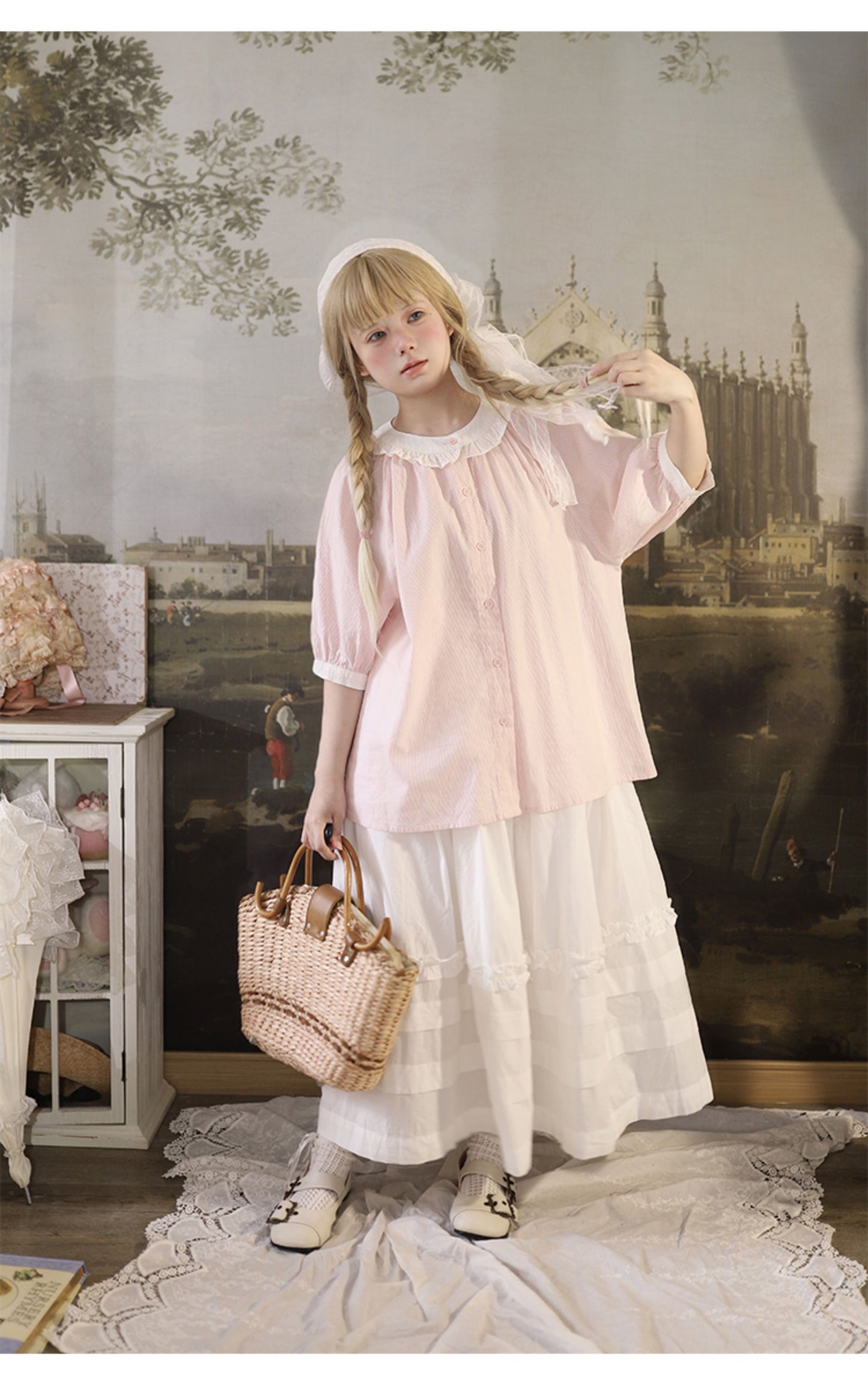 Labeau - Cottagecore Blouse Puff Sleeve Striped Design shirt Labeau