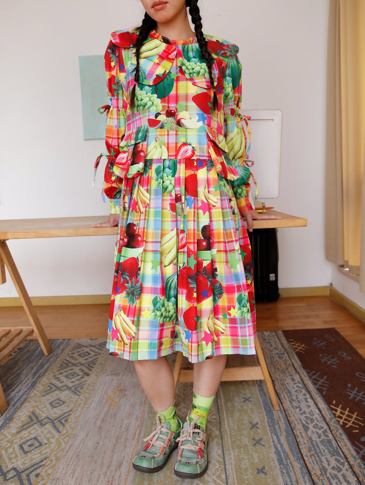 FRUITS - Kawaii Fruit Print Doll Collar Long Sleeve Dress dress Fruits