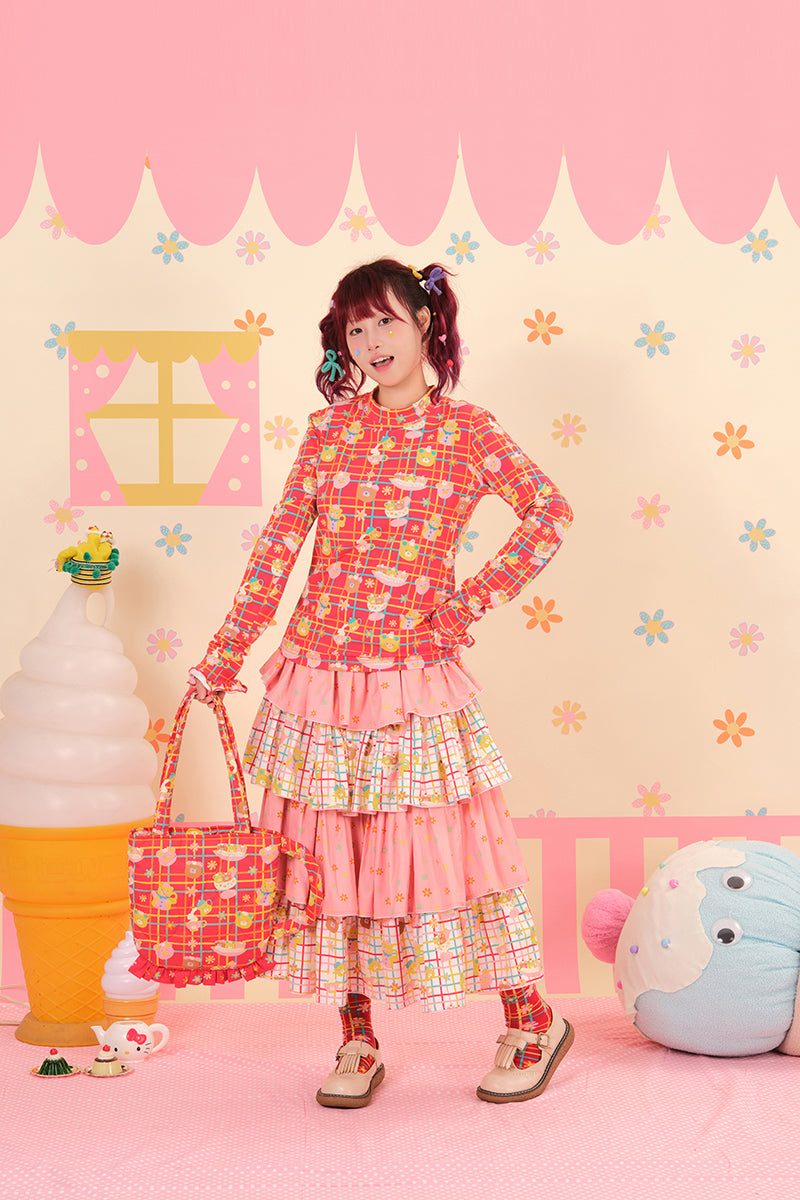 NIKKOU - Kawaii Knitted Base Layer Top with Lace Cuffs shirt Nikkou home