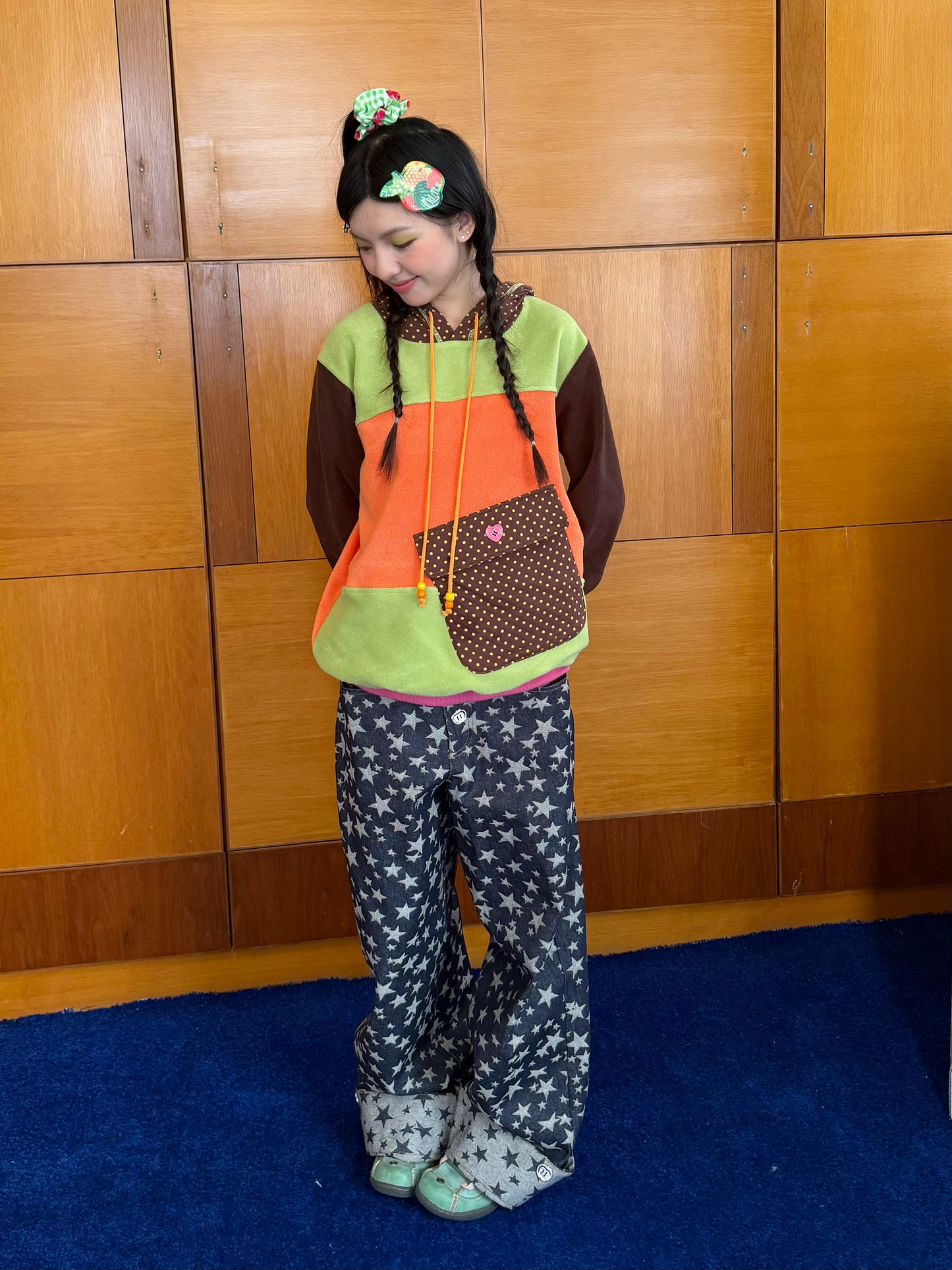 FRUITS - Kawaii Star Jacquard Denim Wide Leg Pants pants Fruits