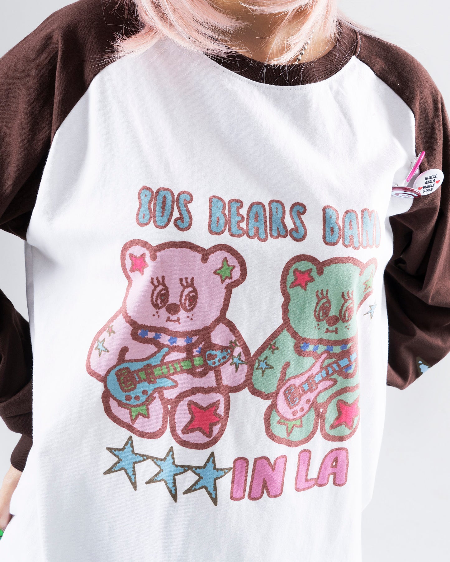 Oogreenapple - Bear Graphic Raglan Long Sleeve Tee shirt Oogreenapple