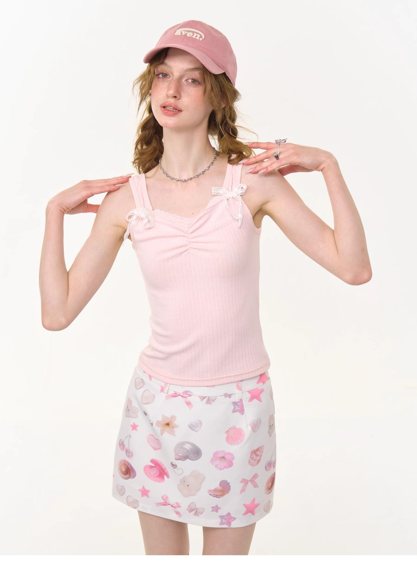 ziziFei - Girly Bow Lace Strappy Tank Top tank top ziziFei