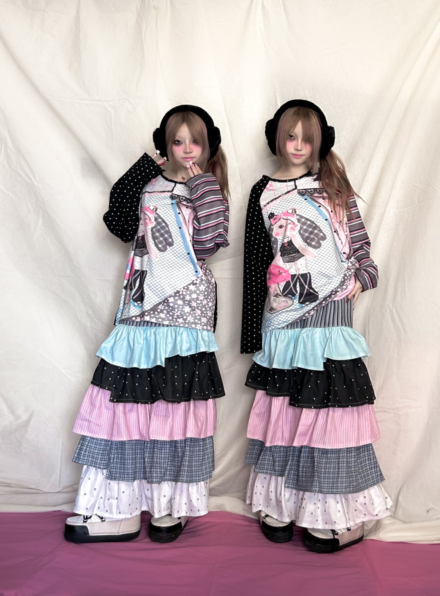 YJM with biubiu Irregular Layered Skirt | Harajuku Colorful Skirt skirt YJM with biubiu