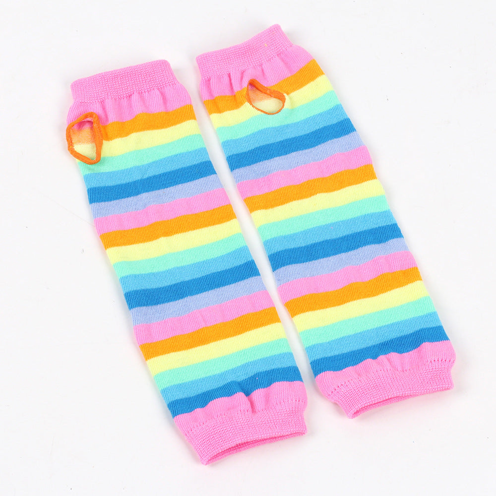 Decora Kei Rainbow Knit Arm Warmers Stretchy sleeves Land Decora