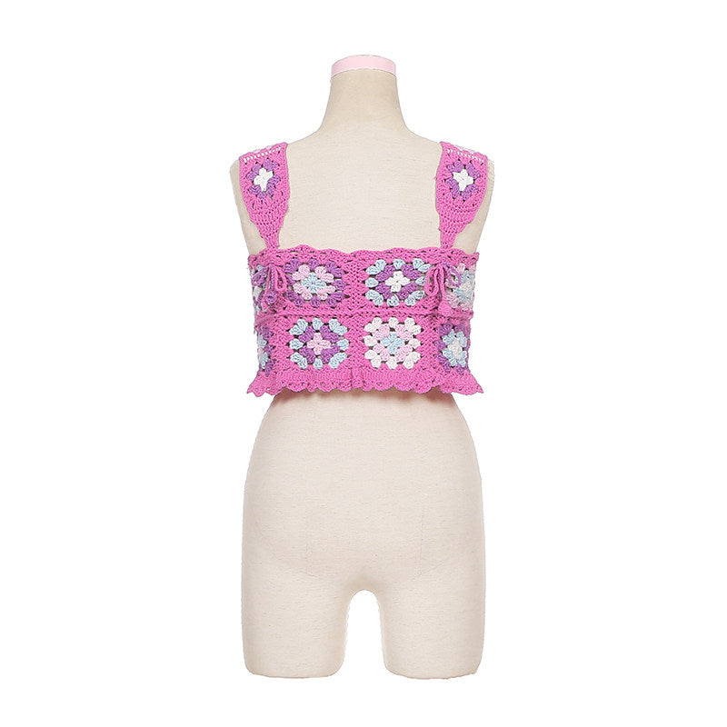 Dear Doll - Rose Pink Crochet Cami Top vest dear doll