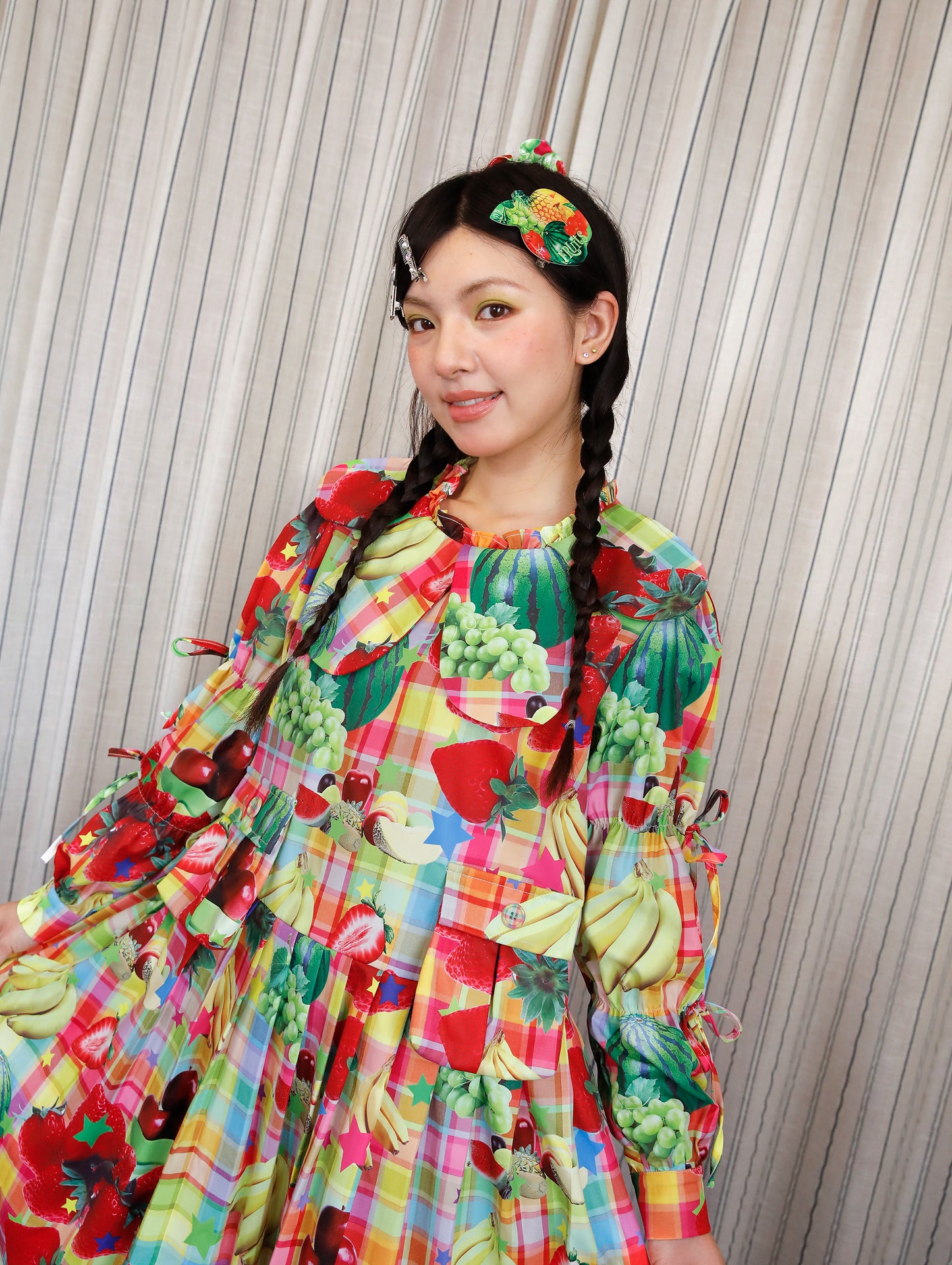 FRUITS - Kawaii Fruit Print Doll Collar Long Sleeve Dress dress Fruits