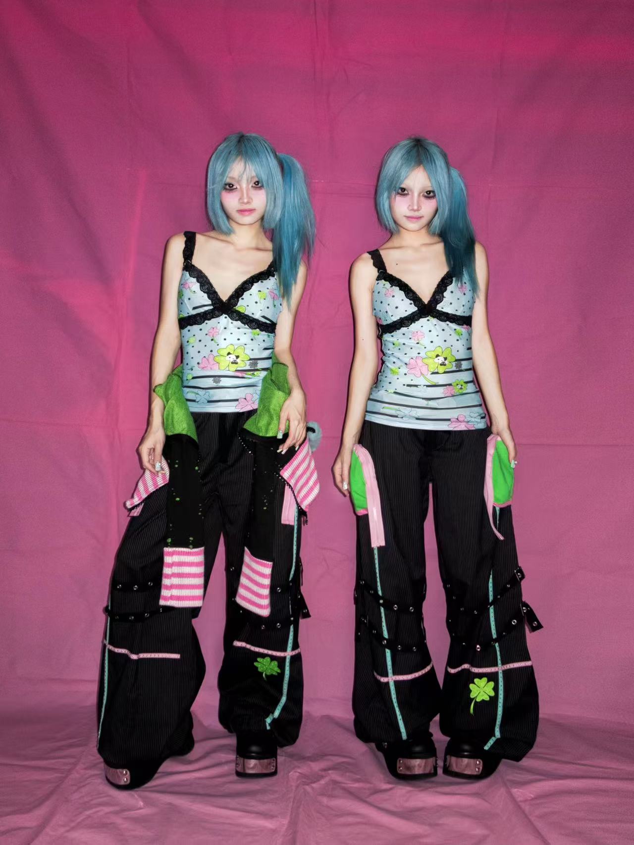 YJM with biubiu Lucky Whisper Clover Lace Camisole tank top YJM with biubiu