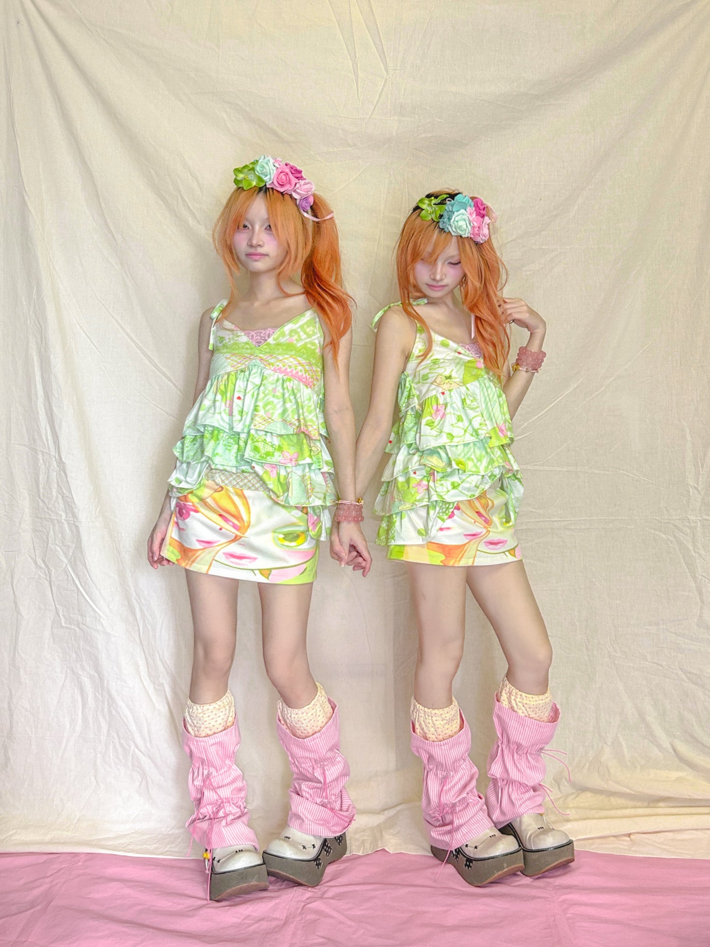 YJM with biubiu - Kawaii Ruffle Tiered Cami Dress