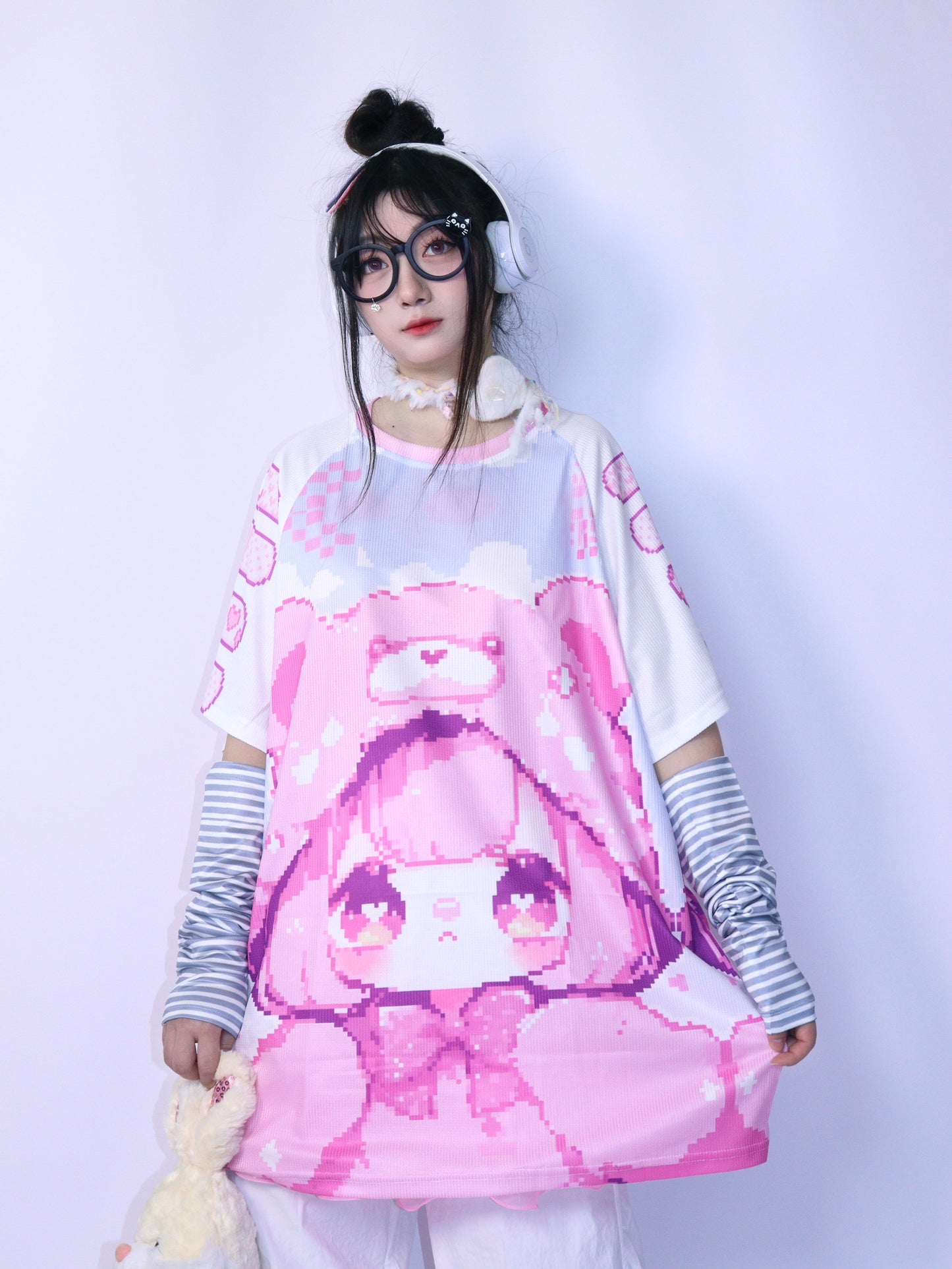 LEERROO - Y2K Decora Alt Graphic Tee with Strawberry Bear Print tshirt Leerroo