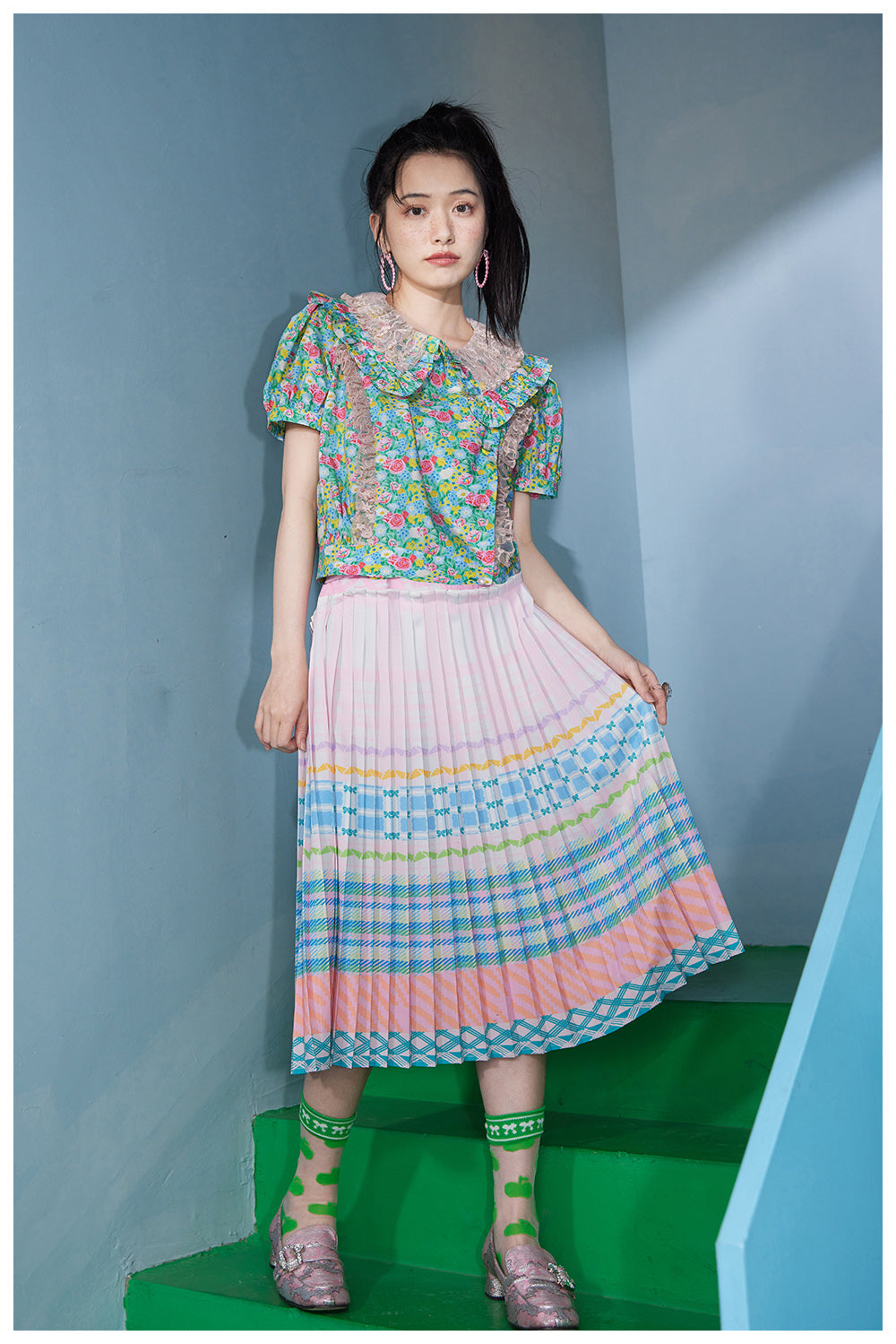 Tntntutu Shirt | Cute Floral Print Shirt | Doll Collar Cotton Blouse blouse tntntutu