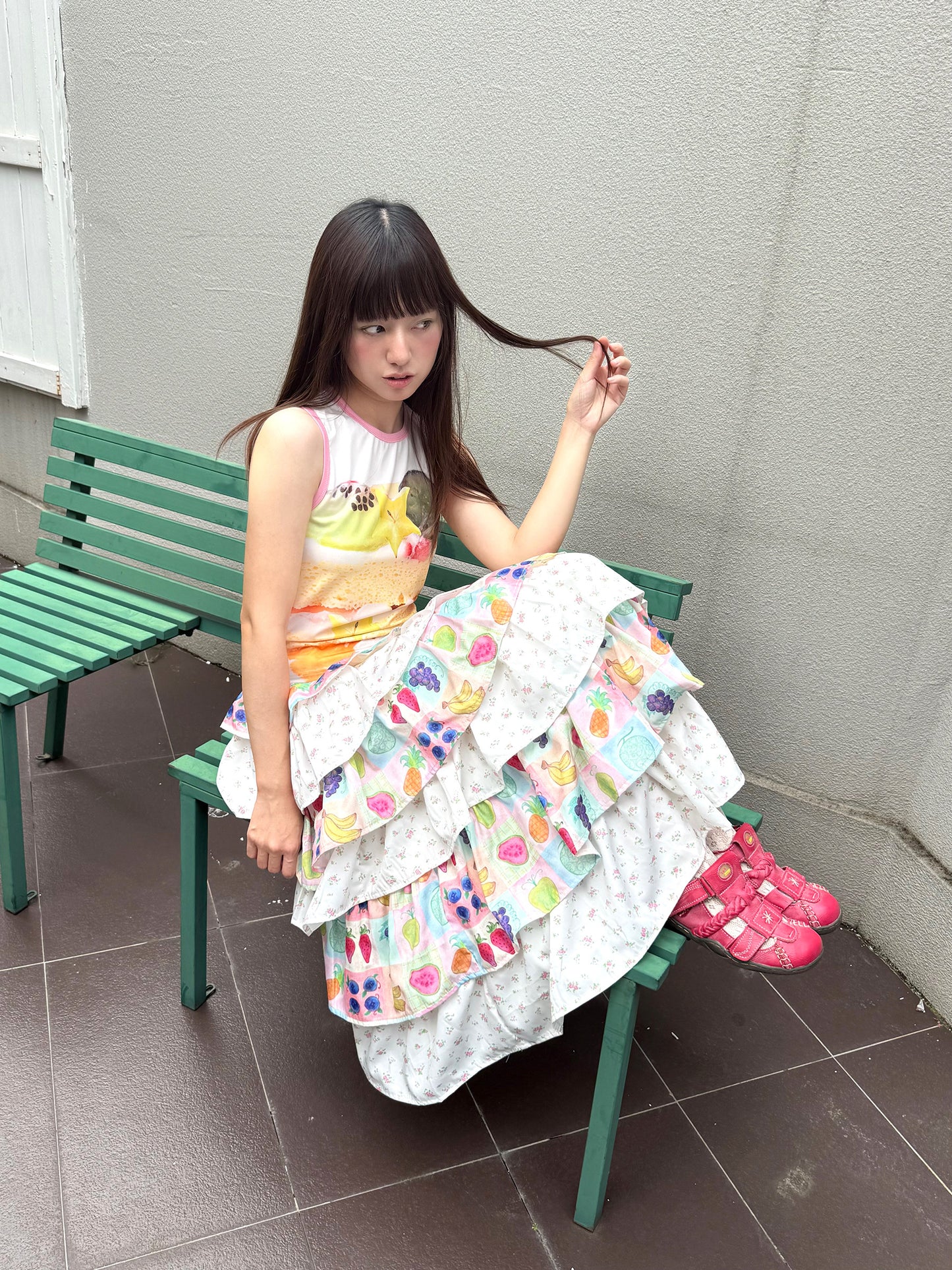 FRUITS - Fruit Floral Layered Cake Skirt | Kawaii Japanese Girly Maxi Skirt skirt Fruits