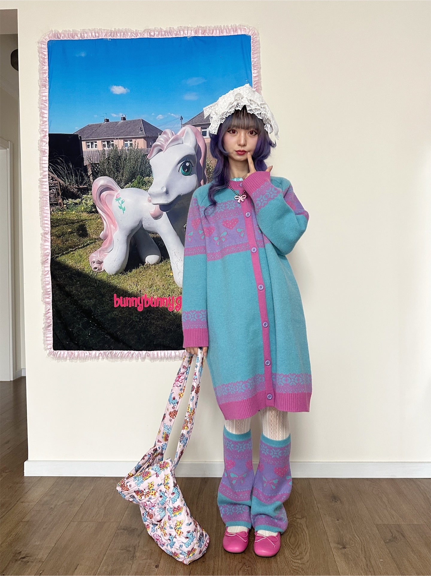 bunnybunnygun - Decora Kei Dopamine Knit Cardigan Oversized sweater dress